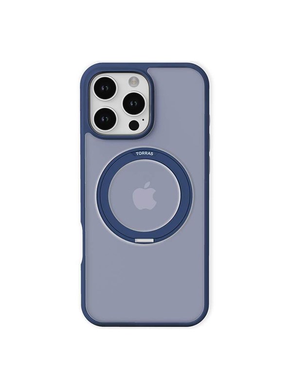 TORRAS Hoesje Geschikt voor Apple iPhone 16 Pro - UPro Ostand Pro - Compatibel met MagSafe - Back Cover met Magneet - 360° Draaibare Ring Standaard - Blauw