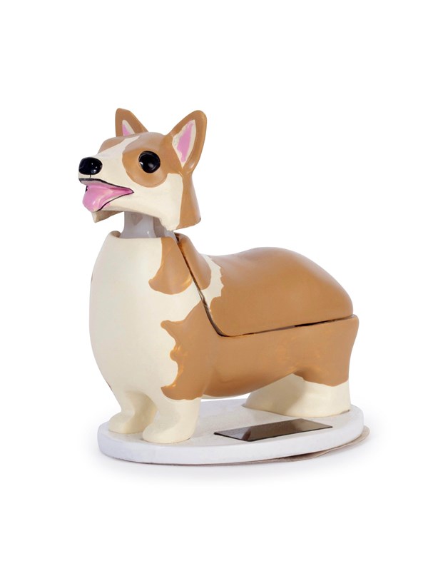 Kikkerland Welsh Corgi op zonne-energie - Figuurtje corgi - Beweegd zijn hoofd - Geen batterijen nodig