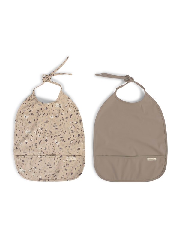 Filibabba Bib with ties 2-pack -  Little Wonders + Warm Gre
