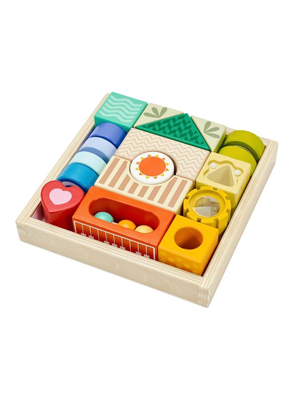 CLASSIC WORLD Houten Sensorische Blokken 8 Functies Puzzel Multifunctionele Vormen Geluid 18 el.
