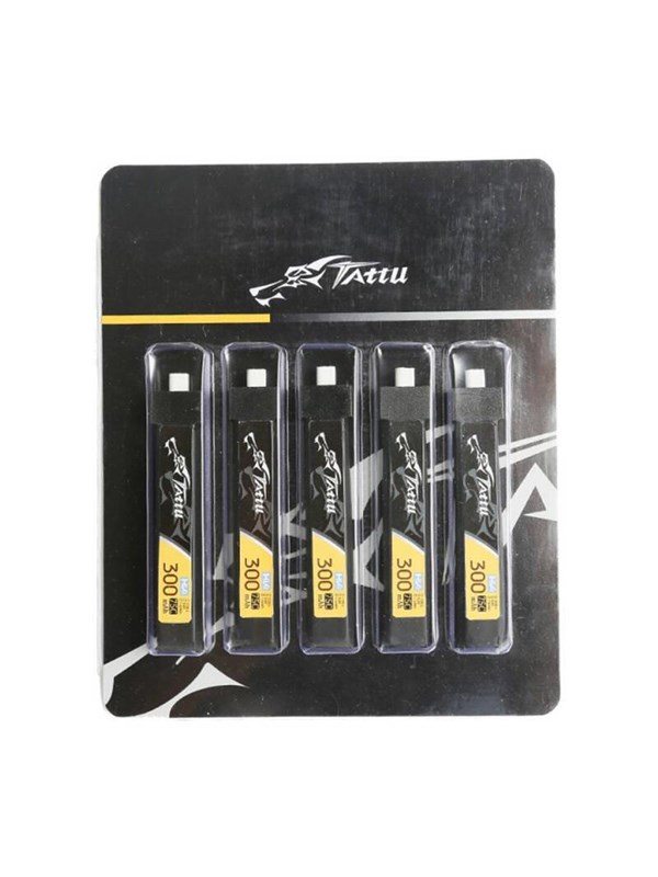 Gens ace &Tattu LiPo 300mAh 3.8V 75C 1S1P HV BT2.0.5 battery (5pcs)