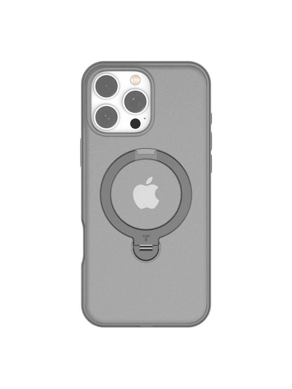 TORRAS UPro Ostand Spin Hoesje Geschikt voor Apple iPhone 16 Pro Max - Compatibel met MagSafe - 360° Draaibare Magnetische Standaard - Back Cover Kickstand Ring - Grijs
