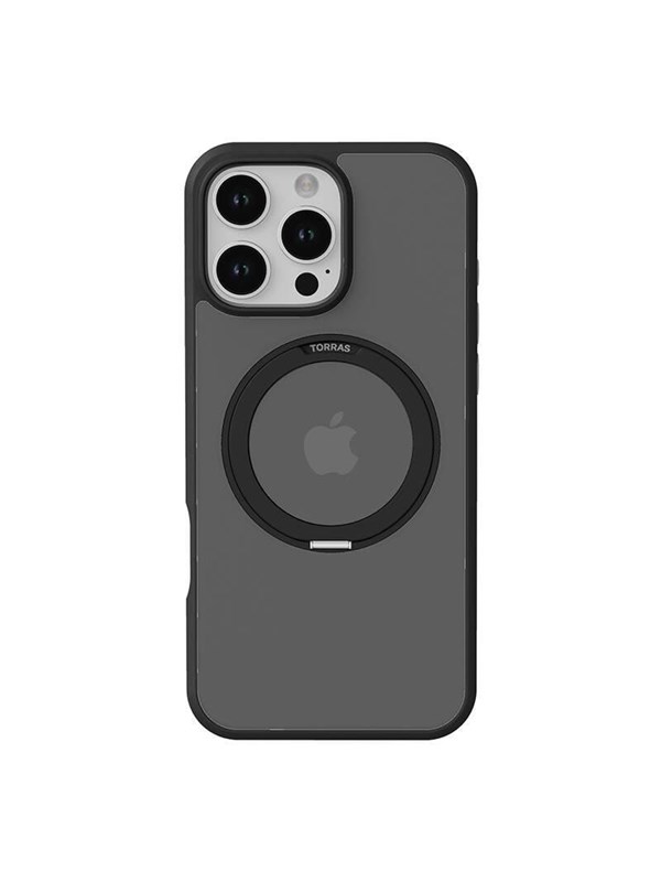 TORRAS Hoesje Geschikt voor Apple iPhone 16 Pro Max - UPro Ostand Pro - Compatibel met MagSafe - Back Cover met Magneet - 360° Draaibare Ring Standaard - Zwart