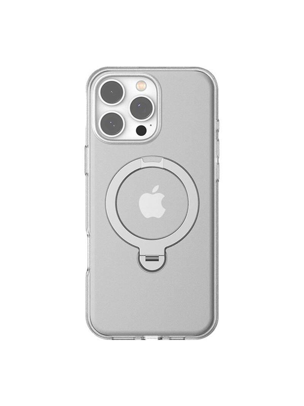 TORRAS UPro Ostand Spin Hoesje Geschikt voor Apple iPhone 16 Pro Max - Compatibel met MagSafe - 360° Draaibare Magnetische Standaard - Back Cover Kickstand Ring - Transparant