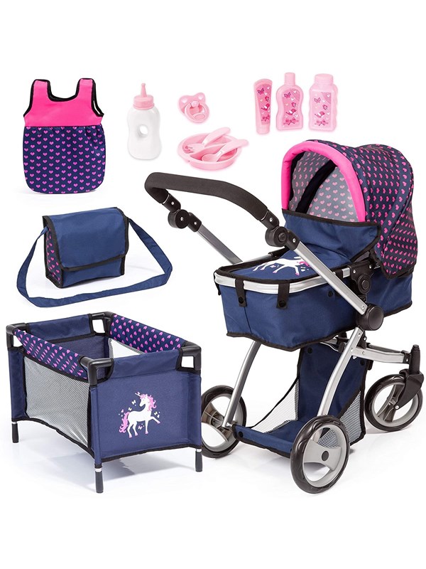 Bayer Design Doll's Pram Mega Set - Navy Unicorn