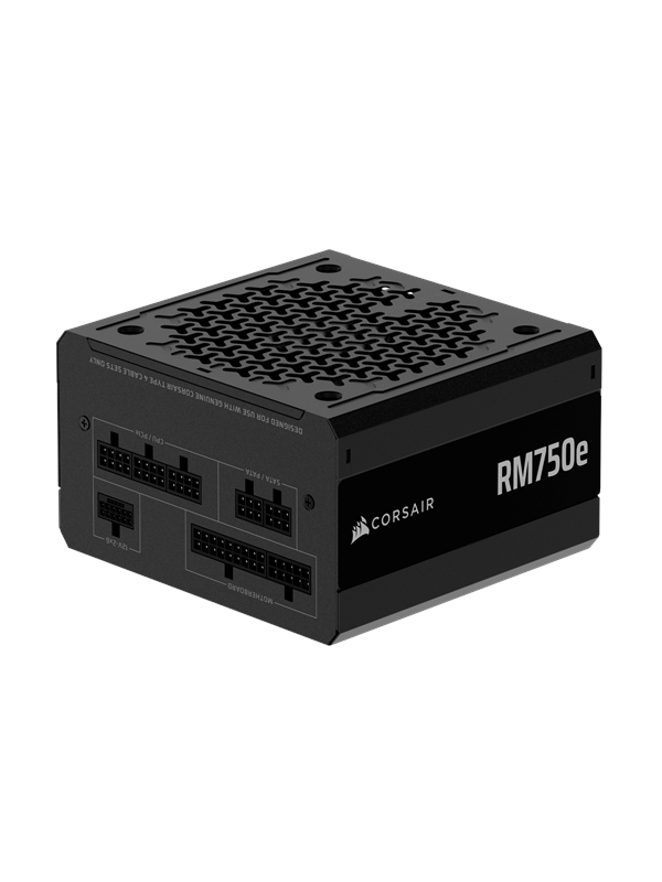Corsair RM750e - Interne Voeding - 750 Watt - Modulair - ATX 3.1 - PCIe 5.1 - Cybenetics Gold efficiëntie - Zero RPM modus - Zwart