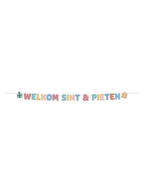 Folat - Letterslinger 'Welkom Sint & Pieten' - Sint en Pieten - 1,5 meter - Welkom Sinterklaas - Sinterklaas versiering - Sinterklaas intocht - Sinterklaas en Piet -sinterklaas Cadeautjes