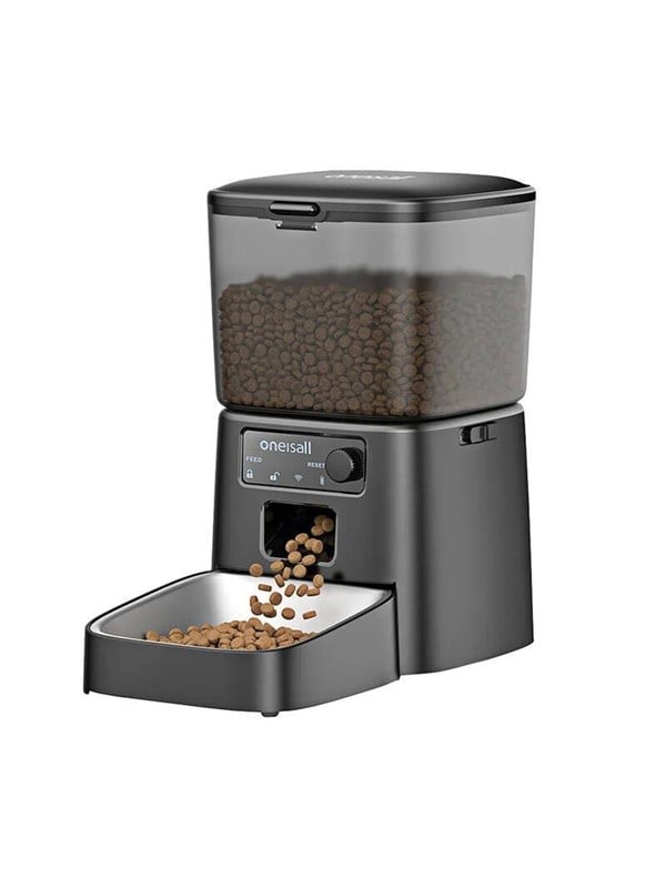 Oneisall Automatische Voerbak voor Kat of Hond - 3,5L Reservoir - Voerautomaat dispenser met Smart App - Eetbak voor Droogvoer met Dual WiFi-verbinding 5Ghz & 2.4Ghz - Zwart