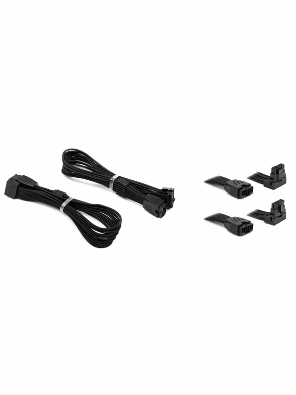 DUTZO Sleeved PCI-E 12V-2x6 verlengkabel duo-verpakking - Lock pin up & down - Zwart