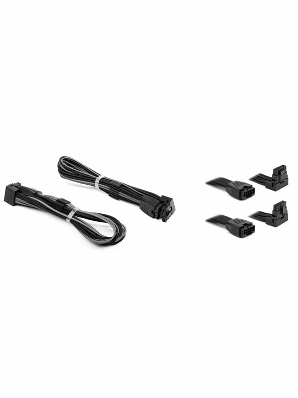 DUTZO Sleeved PCI-E 12V-2x6 verlengkabel duo-verpakking - Lock pin up & down - Zwart / Grijs