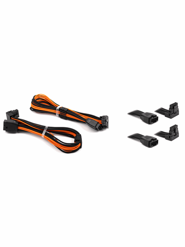 DUTZO Sleeved PCI-E 12V-2x6 verlengkabel duo-verpakking - Lock pin up & down - Zwart / Oranje