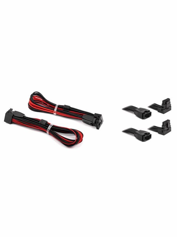 DUTZO Sleeved PCI-E 12V-2x6 verlengkabel duo-verpakking - Lock pin up & down - Zwart / Rood
