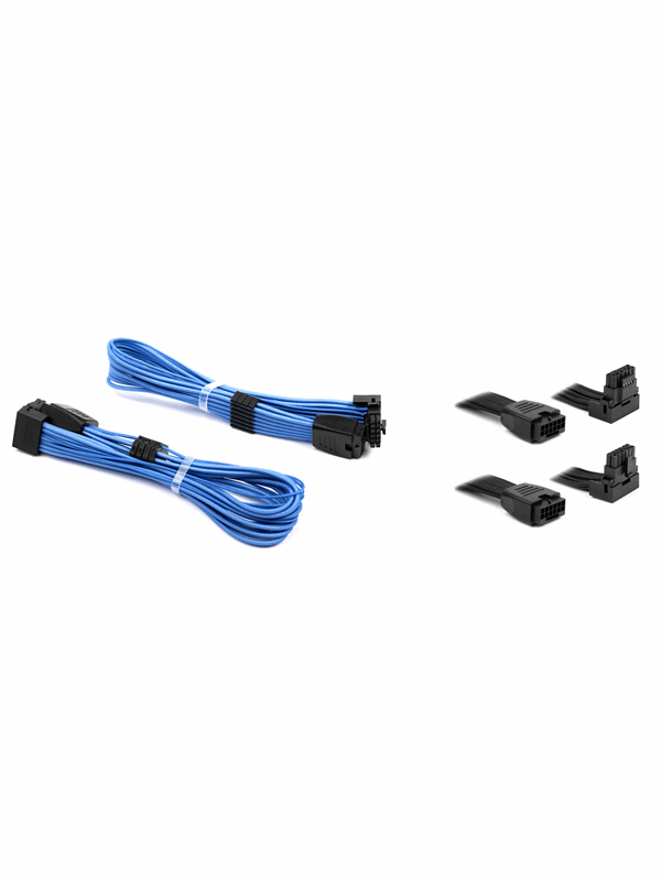 DUTZO Sleeved PCI-E 12V-2x6 verlengkabel duo-verpakking - Lock pin up & down - Blauw