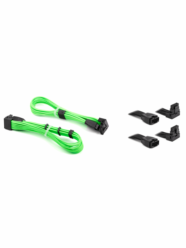DUTZO Sleeved PCI-E 12V-2x6 verlengkabel duo-verpakking - Lock pin up & down - Groen