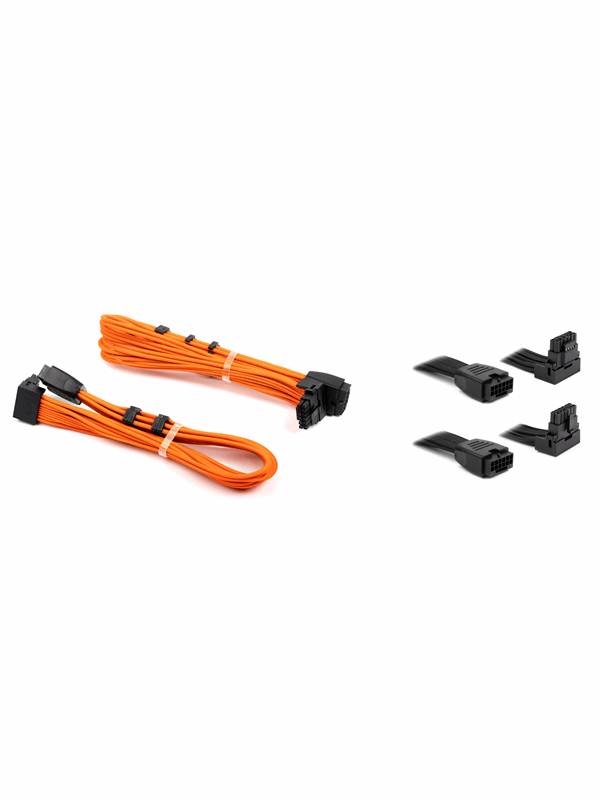 DUTZO Sleeved PCI-E 12V-2x6 verlengkabel duo-verpakking - Lock pin up & down - Oranje