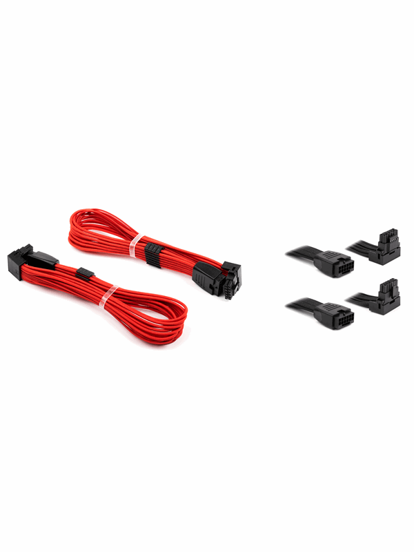 DUTZO Sleeved PCI-E 12V-2x6 verlengkabel duo-verpakking - Lock pin up & down - Rood