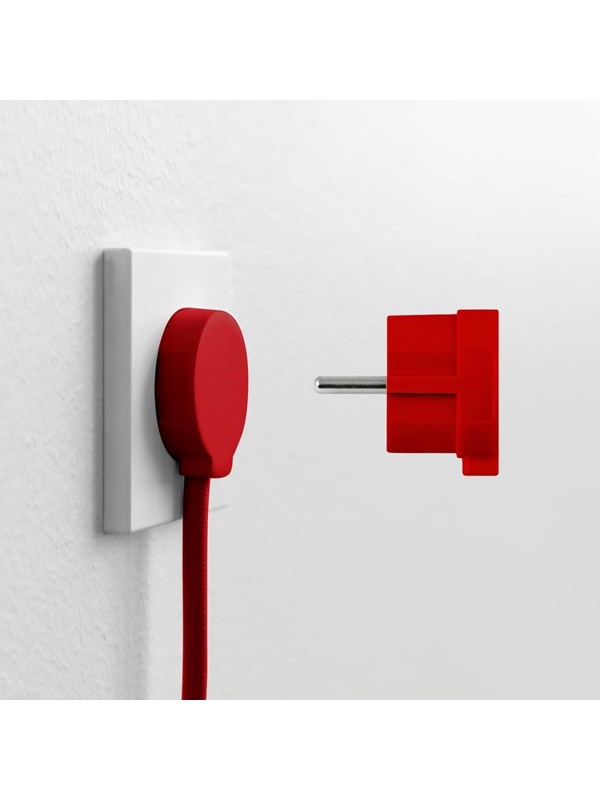 NORM F Platte Stekker, Mat Rood (Schuko-standaard)