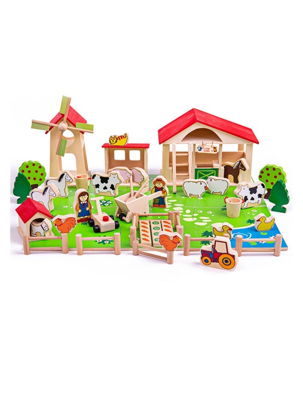 Bigjigs Wooden Play Farm with Accessories 48 ??pcs.