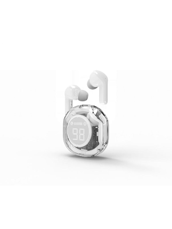 Gembird Transparante TWS In-Ear Koptelefoon – Draadloos Bluetooth Hoofdtelefoon – Wit – Oplaadcase Inclusief – Compact en Lichtgewicht