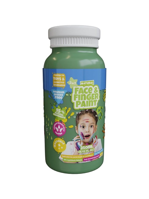 Natural Face & Fingerpaint Fles - Groen, 250ml - schmink