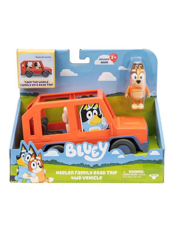 BLUEY - Heeler Familie 4WD Speelauto - Incl. Chilli speelfiguur en accessoires - Speelset