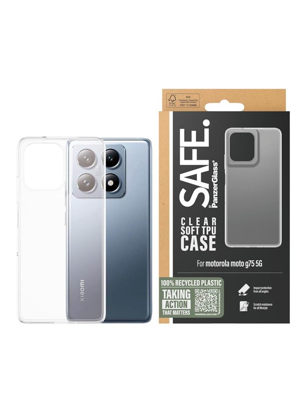 SAFE by PanzerGlass TPU Case Transparent Moto G75 5G | Ultra-Wide Fit