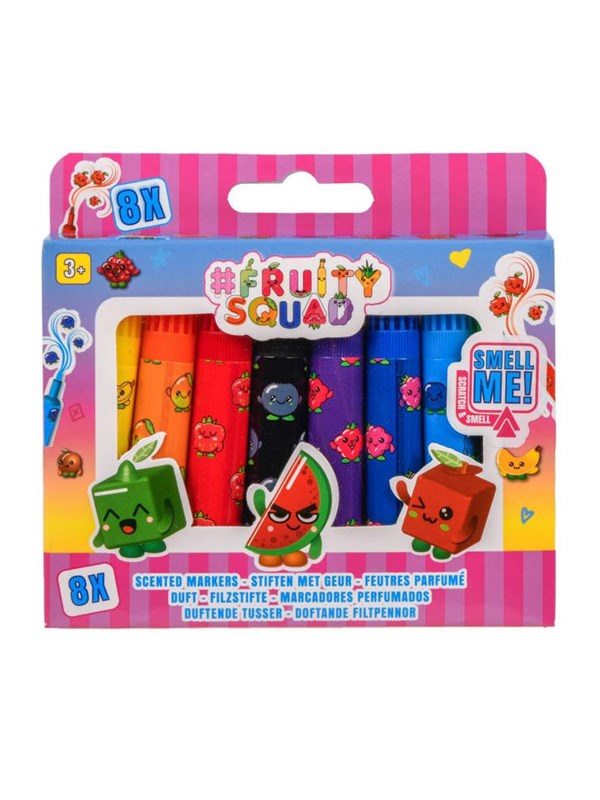 Mini Stiftjes Met Fruity Squad Geur - 8 Stuks - 8 Viltstiften voor Kinderen - Kinder Stiften - Fruit Stiften
