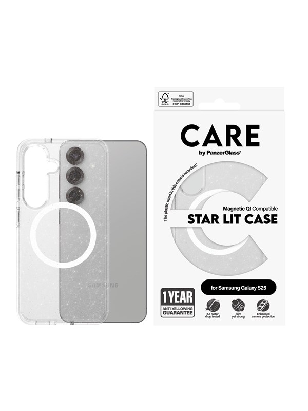 CARE by PanzerGlass Flagship Case Urban Combat Star Lit w. White QI Compatible Samsung Galaxy S25