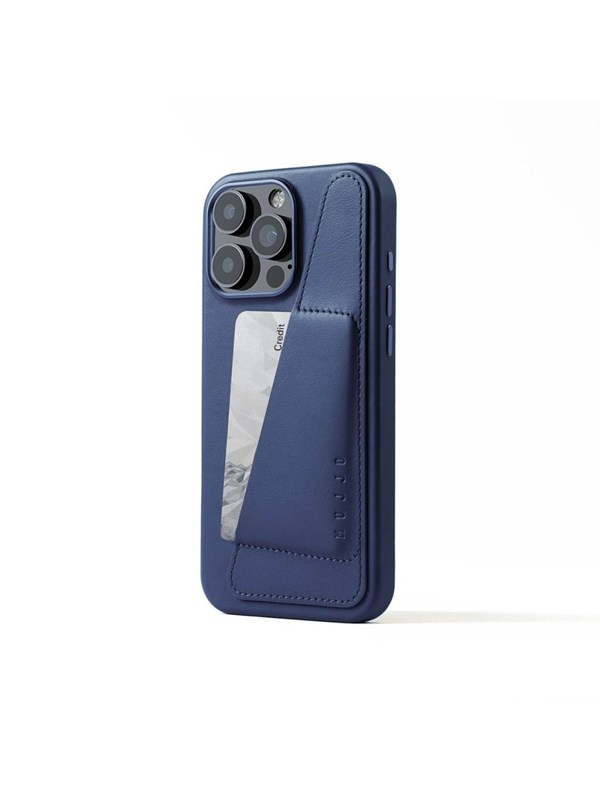 Mujjo - Full Leather Wallet geschikt voor iPhone 16 Pro Max Hoesje - monaco blue | monaco blue