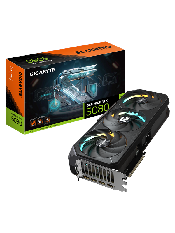GIGABYTE NVIDIA GeForce RTX 5080 GAMING OC 16G - Videokaart - 16GB - GDDR7 - PCIe 5.0 - 1x HDMI 2.1 - 3x DisplayPort 2.1