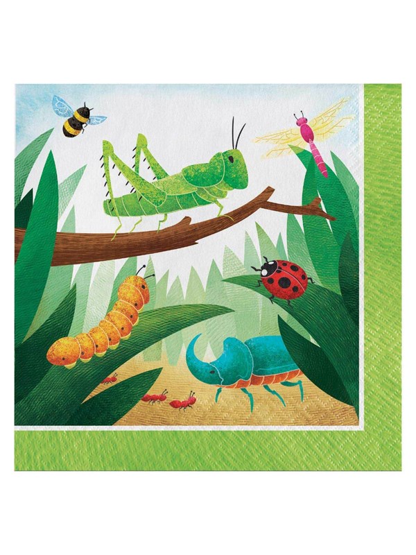 Witbaard Servetten Birthday Bugs 33 Cm Papier Groen 16 Stuks