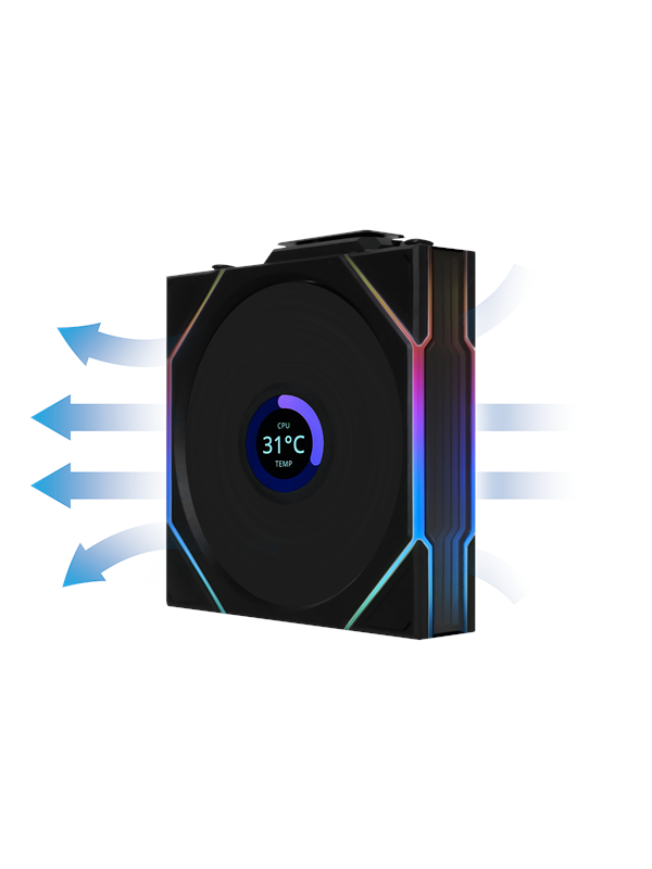 Lian Li UNI FAN TL Wireless LCD Reverse - Case ventilator - 120mm - Zwart met RGB-licht - 33 dBA