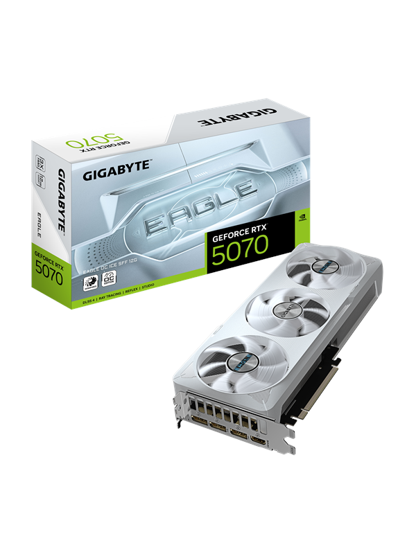 GIGABYTE NVIDIA GeForce RTX 5070 EAGLE OC ICE SFF 12G - Videokaart - 12GB - GDDR7 - PCIe 5.0 - 1x HDMI 2.1 - 3x DisplayPort 2.1