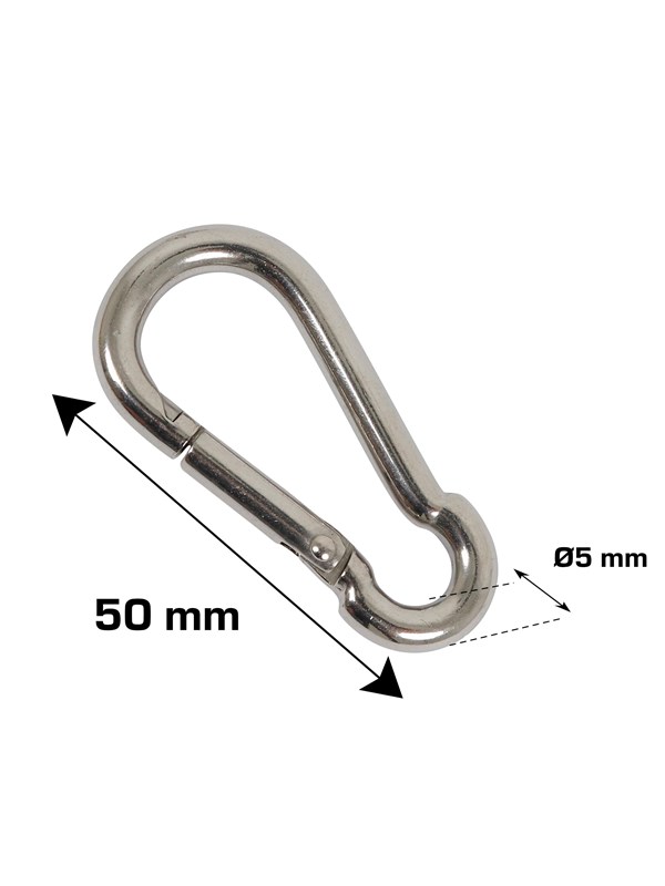 Home>it fireman's carabiner Ø5 x 50 mm in stainless steel 2 pcs.