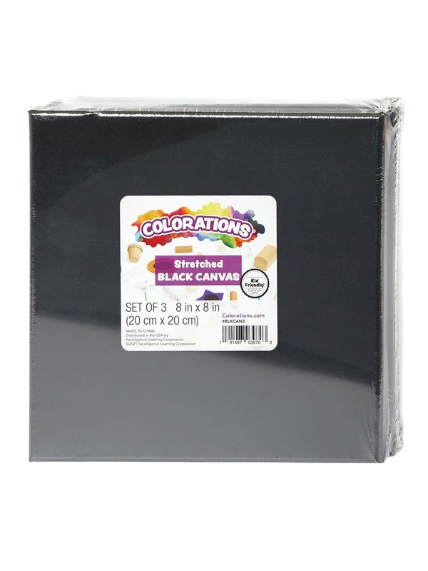 Colorations - Canvas Black 20x20cm Set of 3