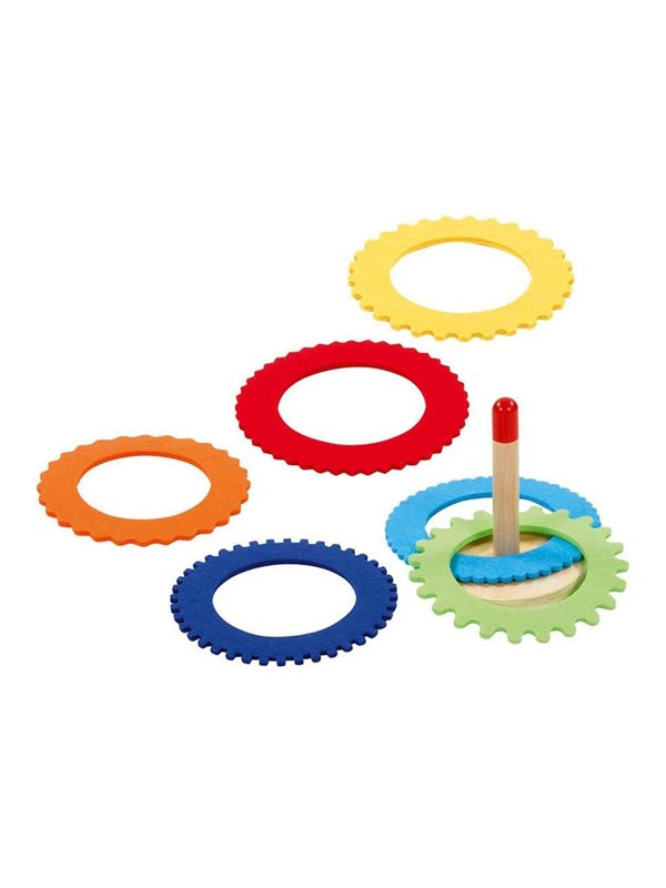 Goki - Wooden Ring Throwing Game with 6 Felt Rings