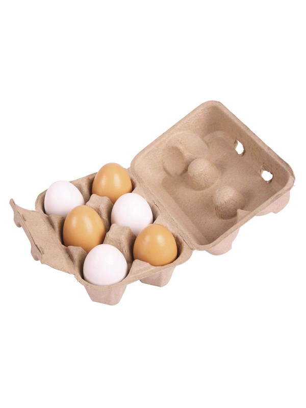 Bigjigs Toys - Eierdoos met 6 Houten Eieren