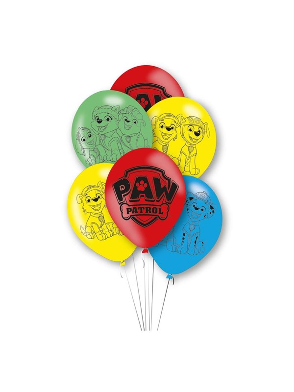 Paw Patrol ballonnen - 6x stuks - multi color - 28 cm - kinderfeestje - thema