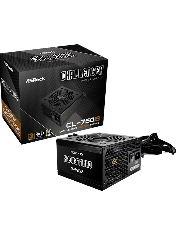 ASRock CL-750B Voeding - 750 Watt - 120 mm - ATX 3.1 - 80 Plus ja