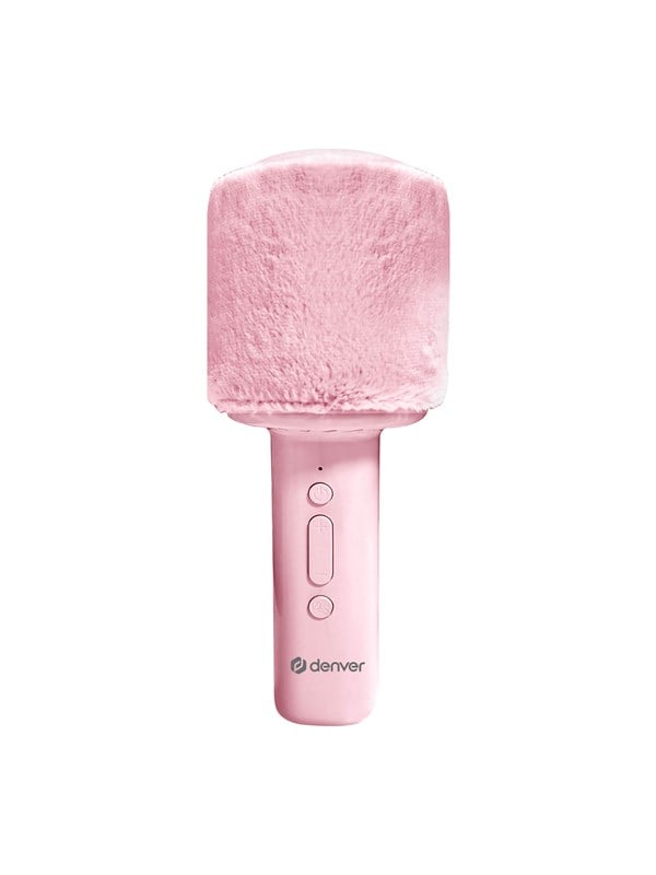 Denver Karaoke Microfoon Bluetooth – Draadloos – Speaker met Fluffy Afwerking – Karaoke Set – AUX - MicroSD – KMS30RO