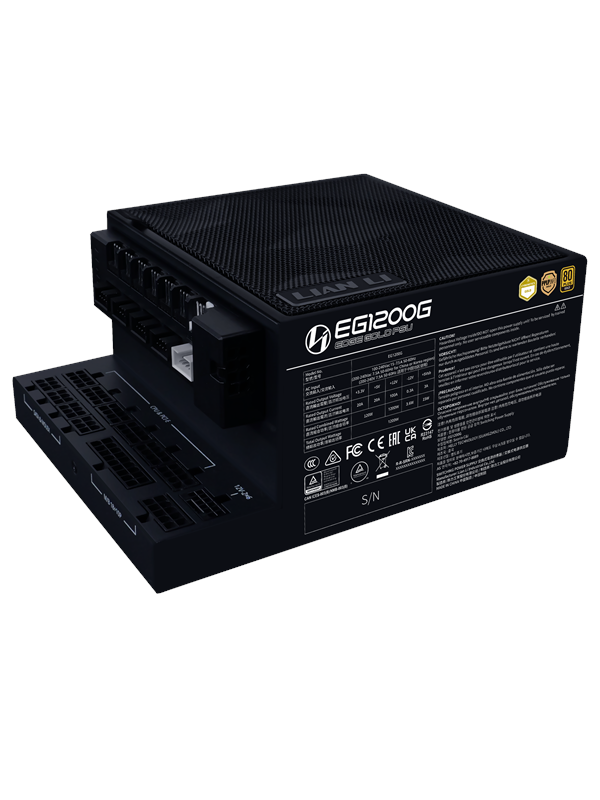 Lian Li Edge Gold 1200W Black Voeding - 1200 Watt - 120 mm - ATX 3.1 - 80 Plus 80 PLUS Gold