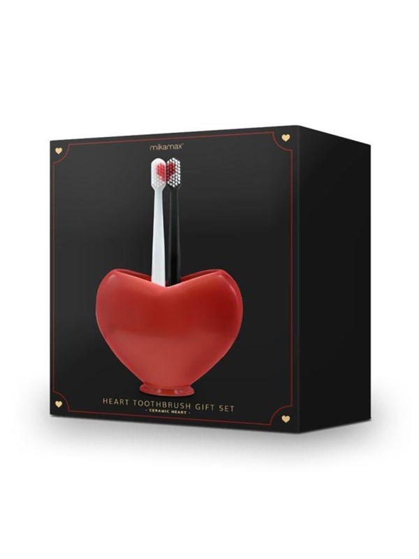 MikaMax Hartvormige Tandenborstel Set - Cadeauset voor Koppels - 2 Tandenborstels - Luxe Giftbox - Romantisch Cadeau
