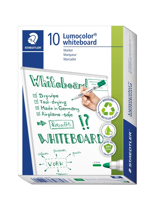 STAEDTLER Lumocolor® whiteboard marker 351 - groen - 10 stuks