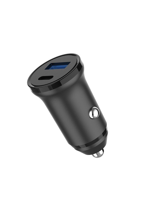 GEAR 12/24V Car Charger 1xUSB-C + 1xUSB-A PD 30W + QC18.0W MAX - Black