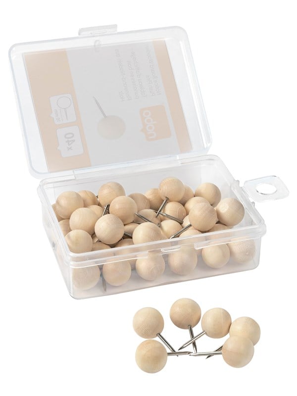 Nobo Houten Punaises voor Memobord - 40 stuks