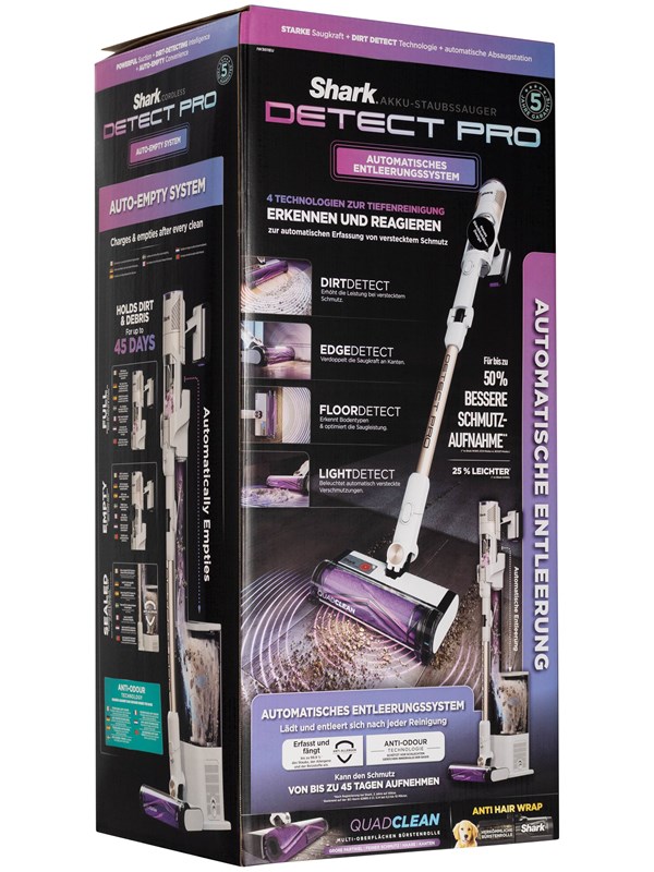 Shark Detect Pro Steelstofzuiger - Alles-in-1 Zuigmond - Draadloos op Accu - Leeg- en Laadstation - Flexibele Stang - Zonder Zak - IW3611EU