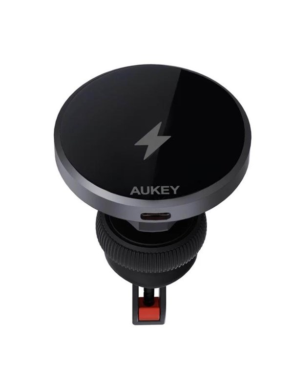 Aukey - MagFusion Dash Telefoonhouder - Draadloze Magnetische Oplader-Qi Draadloze Oplader Auto (15 Watt Autolader) -Metalen Ring - Autohouder - Ventilatierooster - Telefoonhouder