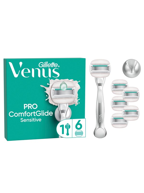 Gillette-Venus Pro CG Sensitive Handle + 6 refills + 1 hook