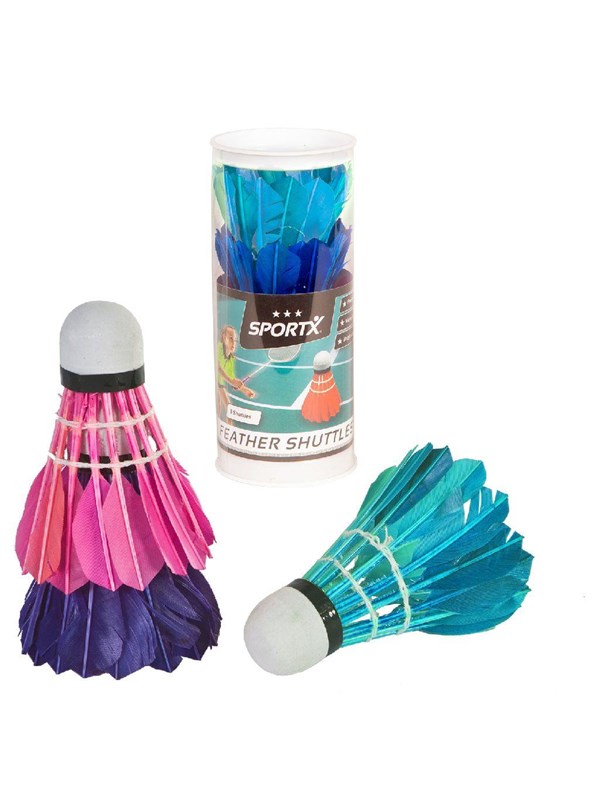 SportX Veren Shuttles in Koker 3 Stuks Paars/Roze/Groen