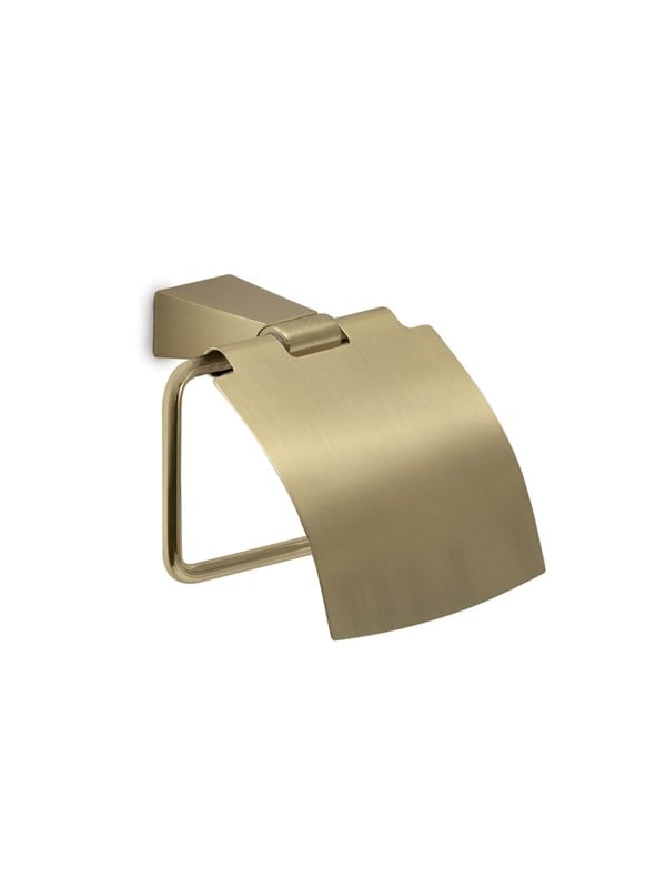 Gedy Tonale Toilet Paper Holder with Cover - Brushed Brass